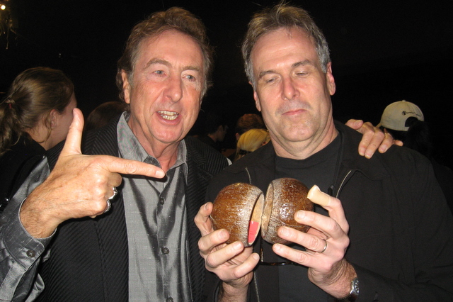 Monty Python's Eric Idle admires Tony's coconut horsepower